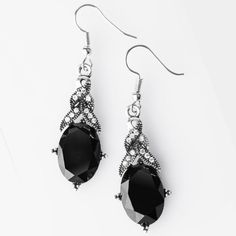 The Prize Winner Black Earrings – Wicked Wonders VIP Bling Black Crystal Metal Earrings For Formal Occasions, Glamorous Formal Jewelry With Black Diamonds, Elegant Black Jewelry With Rhinestones, Glamorous Black Diamond Jewelry For Formal Events, Glamorous Black Diamond Jewelry For Formal Occasions, Elegant Crystal Jewelry With Black Diamonds, Glamorous Formal Black Diamond Jewelry, Elegant Black Rhinestone Jewelry, Elegant Black Bling Earrings