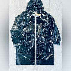 New With Tags Condition Michael Kors Casual Spring Outerwear, Pvc Raincoat, Trench Coats, Michael Kors Black, Trench Coat, Michael Kors, Jackets & Coats, Jackets For Women, Black White