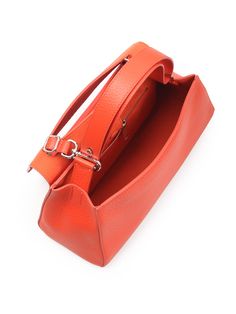 Composition: 100% Leather Modern Orange Leather Shoulder Bag, Red Calf Leather Shopping Bag, Red Calf Leather Bag For Shopping, Chic Orange Leather Shoulder Bag, Designer Red Textured Leather Bag, Red Textured Leather Top Handle Shoulder Bag, Designer Red Calf Leather Bag, Red Calf Leather Bag With Soft Texture, Red Calf Leather Bag With Soft Finish