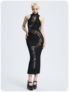 An exclusive offer for you——Affordable prices at Kollyy store, SPU: 48QXDR5NE57F, Color: Black, Elasticity:High Elasticity, Style:Edgy. Spring Gothic Bodycon Dress, Fitted Gothic Bodycon Summer Dress, Edgy Sleeveless Bodycon Dress For Club, Gothic Summer Bodycon Dress For Party, Gothic Summer Bodycon Party Dress, Fitted Sleeveless Dress With Hollow Out Details, Edgy Sleeveless Stretch Bodycon Dress, Black Fitted Sleeveless Club Dress, Edgy Stretch Sleeveless Dress