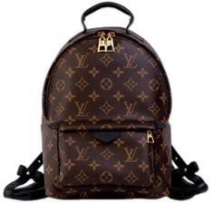 Luxury School Backpack With Leather Trim, Designer Monogram Canvas Backpack, Louis Vuitton Palm Springs, Pm Monogram, Black Leather Backpack, Palm Springs, Leather Backpack, Springs, Tap