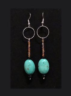 Handmade Beaded Earrings with sterling silver backs Turquoise Beaded Round Earrings, Turquoise Beaded Southwestern Earrings, Unique Sterling Silver Beaded Earrings, Adjustable Artisan Turquoise Beaded Earrings, Turquoise Round Beaded Earrings With Ear Wire, Southwestern Jewelry With Round Beads For Pierced Ears, Southwestern Turquoise Earrings With Dangling Beads, Southwestern Sterling Silver Beaded Earrings, Turquoise Dangling Beads Sterling Silver Earrings