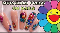 MURAKAMI FLOWER NAIL ART DESIGN YouTube Mura Kami Flower, Murakami Flower Nails, Nails Charms, Murakami Flower, Racun Shopee, Flower Nail, Nail Charms