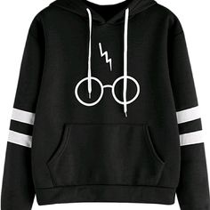 Never Worn Harry Potter Glasses Scar Hoodie Harry Potter Hoodie, Hoodies Womens Fashion, Harry Potter Sweatshirt, Harajuku Women, Hoodies Pullover, Basic Hoodie, Striped Hoodie, Women Hoodies Sweatshirts, Hooded Pullover