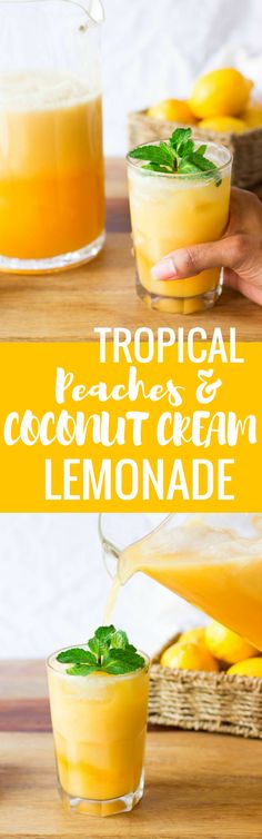 two glasses filled with tropical coconut cream lemonade