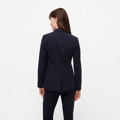 J.Crew: Parke Blazer In Bi-stretch Cotton For Women Cotton Blazer With Hidden Button Closure For Office, Elegant Stretch Business Blazer, Stretch Blazer For Business Casual, Elegant Stretch Blazer With Notch Lapel, Stretch Business Blazer With Long Sleeves, Stretch Notch Lapel Blazer For Fall, Fitted Cotton Blazer For Work, Fall Stretch Blazer With Notch Lapel, Stretch Blazer For Business