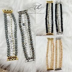 Make your Apple Watch boujee with my beaded stretch bands. Available in neutral, black and gray. Fits 38-40mm Apple Watches. Small fits 6.5-7.5. Medium fits 7.5-8.5.  Also available for bigger Apple Watches just message me. White Beaded Apple Watch Band As Gift, Trendy Silver Beaded Watch Band, Apple Watch Band Adaptor For Beading, Black Bead Apple Watch Band, Adjustable Beaded Brown Apple Watch Band, Adjustable Black Beaded Apple Watch Band, Mystic Beaded Apple Watch Band, Gray Fits, Apple Watches