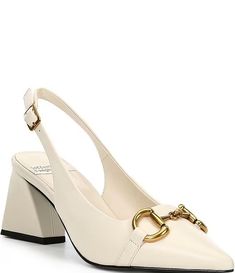 Jeffrey Campbell Nakita Leather Bit Buckle Slingback Pumps | Dillard's Elegant Cream Slingback Pumps With Buckle Closure, Luxury Slingback Pumps With Ankle Strap And Gold-tone Hardware, Luxury Slingback Pumps With Gold-tone Hardware, Luxury Slingback Heels With Gold-tone Hardware, Luxury Gold-tone Slingback Heels, Luxury High Heel Slingback Pumps With Gold-tone Hardware, Party Slingback Pumps With Gold-tone Hardware, Formal Pointed Toe Heels With Gold-tone Hardware, Classic Slingback Pumps With Gold-tone Hardware