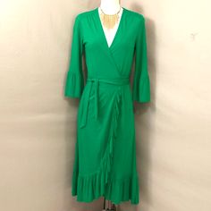 Reposhing This Item I Purchased From @Jbj_9802. Loved It, But Ready To Rotate For Something New. Questions? Leave A Comment Below! Lk Bennett Dresses, Dresses Emerald Green, Knit Wrap Dress, Lk Bennett, Knit Wrap, Emerald Green, Something New, Ruffles, Wrap Dress