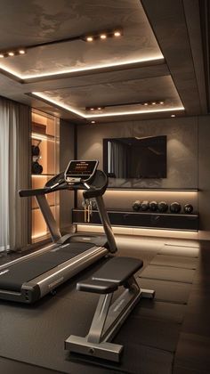 Gym Luxury Design, Luxury Fitness Room, Sport Interior Design, Elegant Home Gym, Pilates Room In Home, Gym In Home, Gym Garage Ideas, Luxury Gym Interior, Modern Gyms