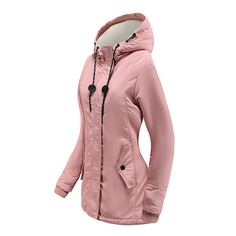 Pink Plush Warm Hooded Parka Coat Winter Long Coat, Purple Blush, Winter Puffer Jackets, Long Winter Coats, Hooded Parka, Womens Parka, Jacket Long, Parka Coat, Down Parka