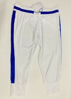 New Fabletics Victoria Tuxedo Track Pants Size: Medium Color: White & Blue Smoke Free Home Active Wear Pants, Track Pants, White Blue, Mens Short, Active Wear, Color White, Shoe Accessories, Sweatpants, Track