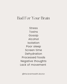 Dr. Abbey | Brain Health on Instagram: “Take care of your brain, it’s the only one you get! What would you add to this list? SHARE to help others🙏🏻 LIKE to support💕 COMMENT and…” Instagram Health Posts, Brain Health Quotes, 6 Month Challenge, Healthy Vibes, Body Self Care, Arbonne Recipes, Quotes For Facebook, Goals Vision Board, Month Challenge