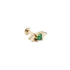 A beautiful 14k gold triangle stud earring to add to your cartilage. Featuring a prong-set emerald, this elegant piece radiates a blend of simplicity and charm, offering a unique addition to your jewelry collection.The threaded screw pin earring post is easy to insert and remove, and the flat back makes it comfortable to wear. Our screw pin flat back earring studs are made of solid 14k gold and are hypoallergenic and nickel free.Materials:• 14k solid gold• Genuine or lab grown emeraldMeasurement Daith Jewelry, Tragus Hoop, Helix Jewelry, Tragus Jewelry, Gold Triangle, Triangle Earrings Stud, Flat Back Earrings, Septum Jewelry, Triangle Studs