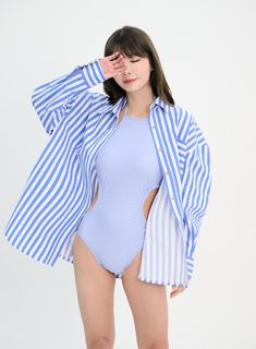 Product Detail Style : Resort Occasion : Summer holiday Print : Stripe Material : Cotton Sleeve : Long sleeve Neck : Collar Length : Long Fit : Loose fit Cotton100 Model Size Height : 164cm / Top : S / Bottom : S(26 inch) .prddescription table, .prddescription td, .prddescription th { border : 1px solid black; border-collapse : collapse; padding: 10px; } Size(Inch) Size Shoulder Bust Sleeve Length Armhole Sleeve Width Sleeve Hem Neck width Hem Total Length M/L 22.8" 23.6" 19.9" 9.8" 8.3" 4.3" 4. Blue Long Sleeve Beach Shirt, Relaxed Fit Long Sleeve Beachwear Blouse, Beachwear Long Sleeve Relaxed Fit Blouse, Blue Summer Shirt For Beach, Summer Blue Shirt For Beach, Long Sleeve Beachwear Blouse With Relaxed Fit, Blue Summer Beach Shirt, Light Blue Relaxed Fit Shirt For Beach, Relaxed Fit Light Blue Shirt For Beach