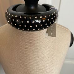 Black Lucite Bangle With Crystals. Slip On Wrist. Has Jewelry Bag Chic Black Bracelets For Formal Occasions, Chic Black Bracelet Jewelry, Black Evening Bangle Jewelry, Trendy Black Bracelets As Fashion Accessory, Trendy Black Bracelets, Black Bangle Bracelets For Party, Elegant Bracelets With Black Band, Trendy Black Round Bracelets, Trendy Black Round Bracelet