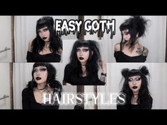 Goth Hair Updo Messy Buns, Cute Vampire Hairstyles, Goth Work Hairstyles, Gothic Hairstyles Tutorials, Alternative Ponytail Hair Ideas, Gothic Hair Updo, Emo Night Hairstyles, Easy Gothic Hairstyles, Goth Updos For Long Hair