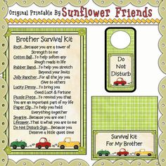 the brochure is designed to look like a sunflower friends survival kit for children