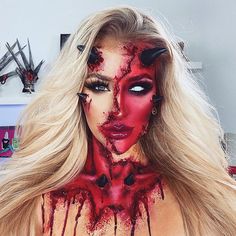 Halloween Effects Makeup, Ellimacs Sfx Makeup, Demon Cosplay Makeup, Demon Sfx Makeup, Character Makeup Looks, Special Effects Makeup Horror, Sfx Makeup Prosthetic, Sfx Makeup Horror Make Up, Sfx Makeup Looks