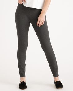 Our fave skinny ponte pants feel like a yoga pant but with the put-together vibe of your favorite skinny pants. A flattering design and silhouette, these pants are equally comfy and versatile. High-waisted with an ultra-soft feel. Plus, the 4-way stretch you'd usually see in squat-proof leggings makes these appropriate for any setting.  | Quince | Women's Ultra-Stretch Ponte Skinny Pants Petite in Charcoal, Size Small, Rayon Squat Proof Leggings, Paperbag Pants, Ponte Pants, Bootcut Pants, Performance Leggings, Wide Leg Linen Pants, Yoga Pant, Knit Blazer, Fleece Shorts