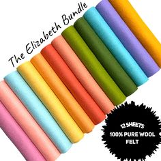 the crochet bundle includes several colors of felt, including pink, blue, green, yellow and orange