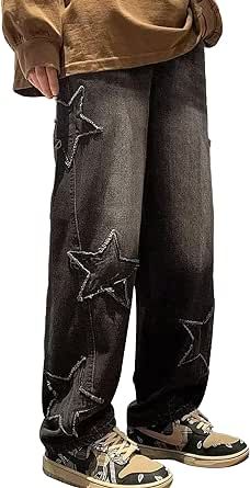 Gothic Jeans, Grunge Pants, Jeans Embroidery, High Waisted Cargo Pants, Y2k Baggy Jeans, Grunge Baggy, Men's Streetwear, Y2k Pants