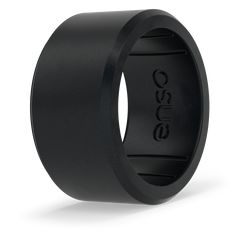 an image of a black ring with the word on it's center and side