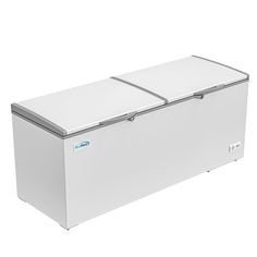 a white chest freezer sitting on top of a counter