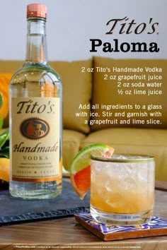 Tito's Paloma Vodka Cocktails Easy, Cocktails Easy, Cheers To That, Cocktail Drinks Alcoholic, Mixed Drinks Alcohol, Boozy Drinks, Vodka Drinks, Mixed Drinks Recipes, Cocktail Drinks Recipes