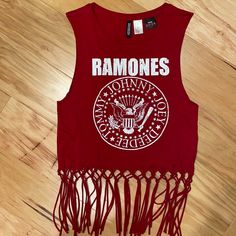 A Cute Cropped Ramones Tee From H&M (Divided). A Deep Red Color In Light Cotton. The Perfect Concert Tee With Jeans. Never Worn. Trendy Red Top For Festival, Casual Red Festival Tank Top, Red Sleeveless T-shirt For Spring, Red Cotton T-shirt For Festival, Red Short Sleeve Punk T-shirt, Red Punk Short Sleeve T-shirt, Cheap Red Cropped T-shirt With Short Sleeves, Red Cropped Cotton T-shirt, Ramones Shirt