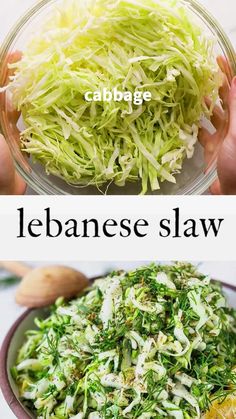 cabbage and lemon wedges in a bowl with the title above it