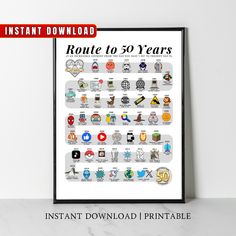 an instant printable route to 50 years poster