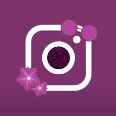 a purple and white photo with flowers on the bottom, and an instagram logo above it