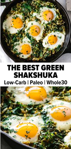 the best green shakshuka with low - carb palen whole eggs