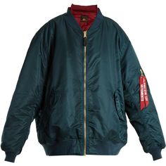 Vetements X Alpha Industries reversible bomber jacket (£680) ❤ liked on Polyvore featuring outerwear, jackets, bomber jacket, blue, bomber style jacket, reversible bomber jacket, bomber jackets, zipper jacket and zip bomber jacket Vetements Jacket, American Jacket, Fall Athleisure, Jackets Oversized, Jackets Style, Athleisure Winter, Studded Jacket, Jacket Zipper, Reversible Jacket