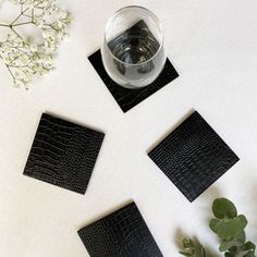 Complement your coffee table with our stylish Coastbox in Faux Python Black. This unique Coastbox holds eight handcrafted coasters, presented in a crystal clear acrylic box, doubling up as an elegant storage solution when not in use. Material: Acrylic, Wood, Resin, Lacquer DO’S: Use a dry, soft cloth to wipe away any dust or moisture. Use a mild soap/detergent and a soft sponge to wash. Dry with a soft cloth.DO NOT: Use chemicals to clean. Immerse in water. Expose product to direct sunlight or e Painted Coasters, Black Python, Luxury Tableware, Household Furniture, Animal Ornament, Ornament Crafts, Acrylic Box, Trading Company, Display Boxes