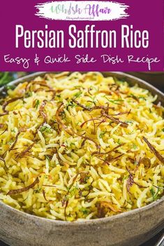 persian saffron rice recipe in a bowl