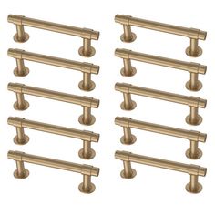 set of six antique brass cabinet pulls