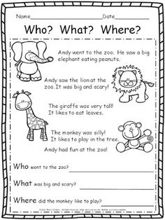 a printable worksheet for the zoo animals