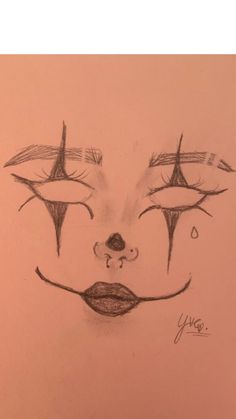 a drawing of a woman's face with eyes closed and eyebrows drawn in pencil