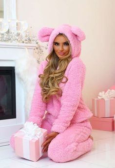 Vogue Aesthetic, Blonde Dress, Pink Pjs, Pink Blonde, Bunny Fashion, Mens Fur Coat, Cute Onesies, Long Eyelashes, Womens Pjs