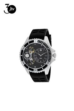 Stainless steel case, Rubber strap, Black dial, Quartz movement, Scratch resistant mineral, Water resistant up to 10 ATM - 100 meters - 330 feet //  OC0991 Black Diamond Watch With Chronograph, Black Diamond Watch With Subdials, Silver Watches With Skeleton Dial, Silver Skeleton Dial Watches For Outdoor, Black Automatic Outdoor Watch, Black Timeless Chronograph Watch With 10atm Water Resistance, Black Timeless Watches With 10atm Water Resistance, Timeless Black Chronograph Watch With 10atm Water Resistance, Formal Watches With 10 Atm Water Resistance, Round Dial