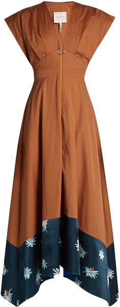 ROKSANDA Mituva deep V-neck butterfly-hem poplin dress Low V Neck Dress, V Neckline Dress, Sandakan, Dresses Brown, Deep V Neck Dress, Cap Sleeve Dress, Cloth Dress, Flower Print Dress, Butterfly Dress