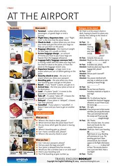 an airport brochure is shown with many different things