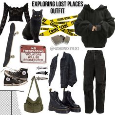 Horrorcore Aesthetic Outfits, 90s Horror Aesthetic Outfit, What To Wear When It Rains, Urban Exploration Aesthetic Outfit, Investigator Outfit, Paranormal Investigator Aesthetic Outfits, Ghost Hunting Aesthetic Outfit, Paranormal Investigator Outfit, Ghost Hunter Aesthetic Outfit