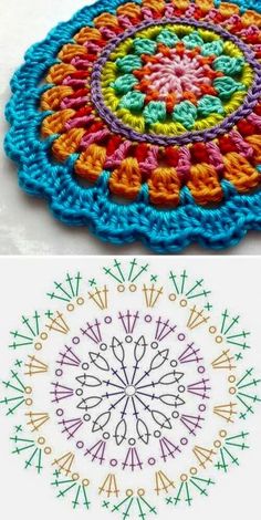 a crocheted doily with an image of a circular design