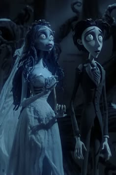 the corpse bride and groom are dressed up for halloween