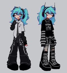 Miku Hatsune Chibi, Miku Hatsune Vocaloid, Hxh Characters, Emo Art, Vocaloid Characters, Scene Emo, Cute Art Styles, Funky Art