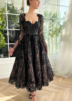 Dentelle Dress, Evening Dresses Lace, Teuta Matoshi, Rose Gown, 2024 Prom, Rose Blush, Custom Size Dresses, Black Evening Dresses, Long Sleeve Wedding