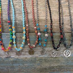 This listing is for our handmade hemp necklaces! Each contains a unique choice of hemp color, beads and pendants. No two pieces are alike! 🔷️Sizing: 🔹️ Necklace length is noted in the color choice. 🔆 What to expect: 🔸️All items are one of a kind - you will receive the exact necklace of your choosing referenced in the photo. 🔸️ Ever piece is handmade by me, a lot of care and love goes into each and every piece! 🔴 Recommended Care: 🔺️ Hemp is a very sturdy material made of strong fibers for Embroidery Thread Necklace, Hippie Adjustable Cord Necklace For Festivals, Handmade Adjustable Beaded Necklaces With Waxed Cord, Handmade Adjustable Beaded Necklace With Waxed Cord, Adjustable Waxed Cord Hippie Necklace, Hippie Jewelry With Adjustable Cord, Bohemian Waxed Cord Beaded Jewelry, Bohemian Multicolor Waxed Cord Jewelry, Fair Trade Hippie Style Gift Necklaces